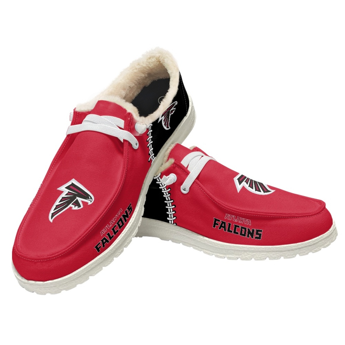 Women's Atlanta Falcons Loafers Lace Up Fuzzy Lined Shoes 001 (Pls check description for details)